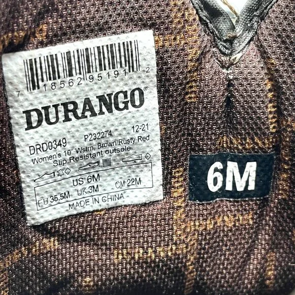 Durango Lady Rebel 6M Square Toe Western Leather Boot Brown Rusty Red DRD0349 - Picture 3 of 16